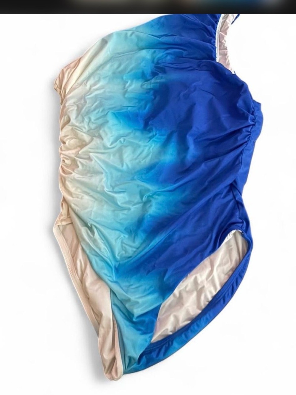 La Belle Blue and Cream Swimwear Top